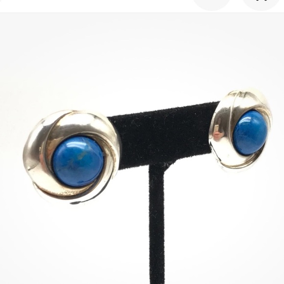 Vintage Sterling Silver Round Earrings - Picture 3 of 6